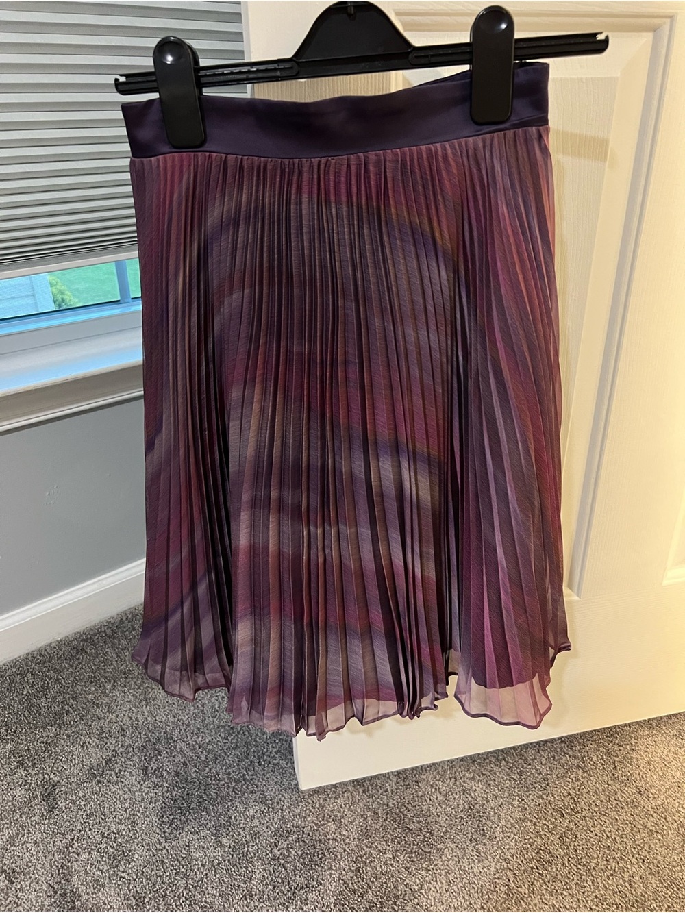 Romantic Pleated Midi Skirt | Watercolor Purple Dressy Skirt